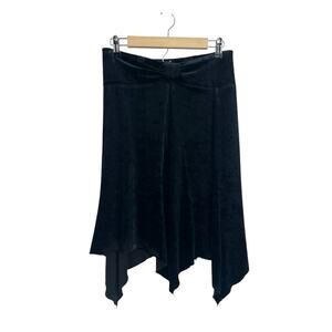 Express Black Velvet Bow Front Handkerchief Hem Skirt Small